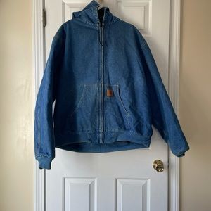 Vintage Carhartt Denim Hooded Jacket. As seen worn by ASAP Rocky!